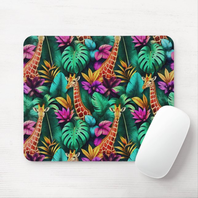Giraffe Dschungel Träume Nahtloses Oberflächenmust Mousepad (Mit Mouse)