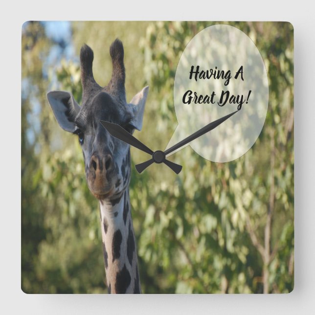 Giraffe-Dusche Quadratische Wanduhr (Vorderseite)