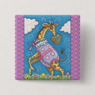 GIRAFFE, EASTER EGGS & TULIPS URLAUB BUTTON Squ