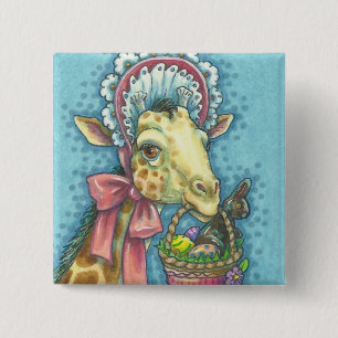 GIRAFFE EASTER SPRING BONNET, FERIENBUTTON Squar Button