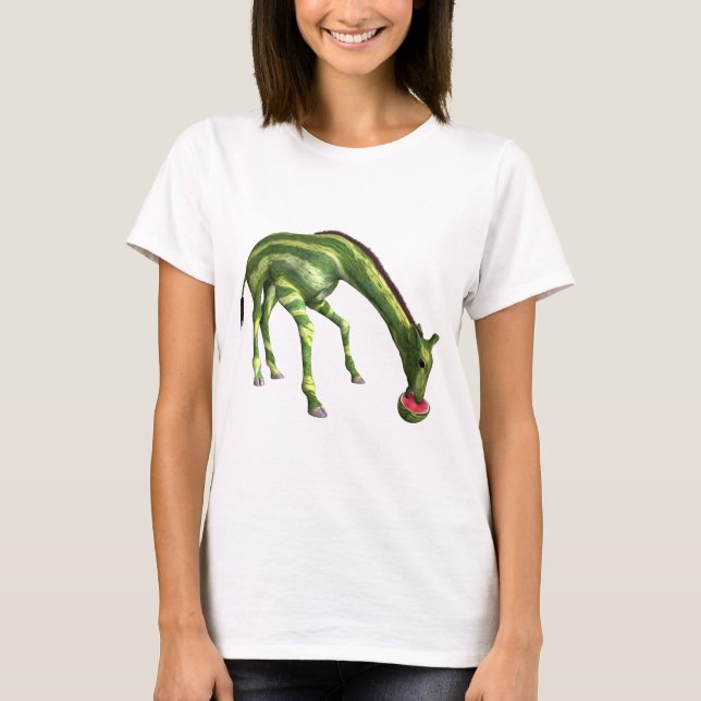 Giraffe Eating Watermelon T-Shirt (Vorderseite)