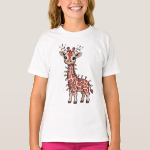 Giraffe eingewickelt in Weihnachtslichter Tierlieb T-Shirt