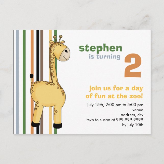 Giraffe ・ Einladung zum Geburtstag (Vorderseite)