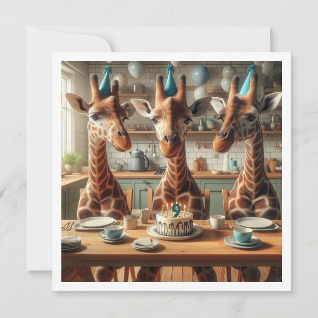 Giraffe Einladung zum Geburtstag, Zoo-Geburtstag e (Vorderseite)