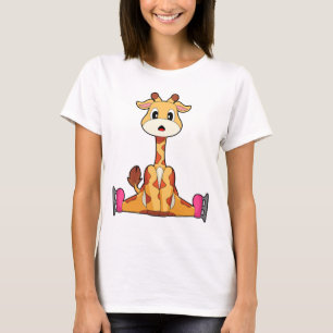 Giraffe Eislaufen Schlittschuhe Wintersport T-Shirt