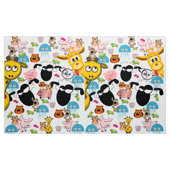 Giraffe Elephant Pig Dog Fabric Stoff (Yard (91,4 cm))