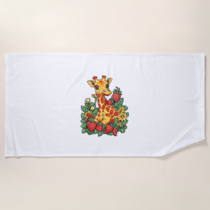 Giraffe Erdbeeren und Blume Grafische Niedliche Gi Strandtuch