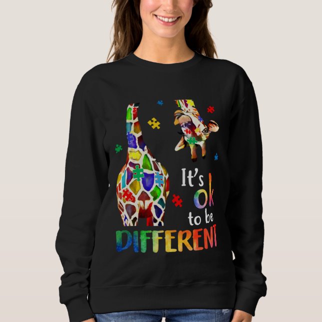 Giraffe Es ist ok anders zu sein Autismus-Bewussts Sweatshirt (Vorderseite)