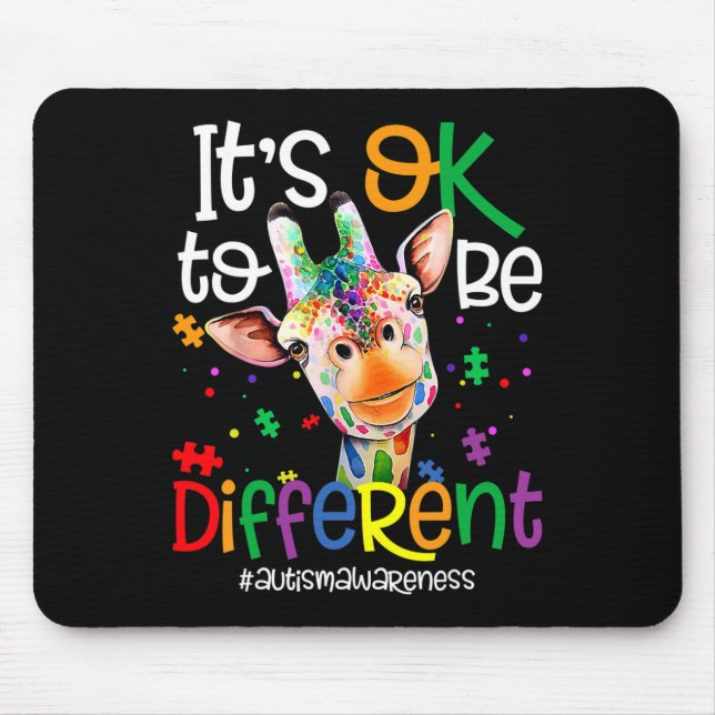 Giraffe Es ist okay, anders zu sein Autismus-Bewus Mousepad (Vorne)