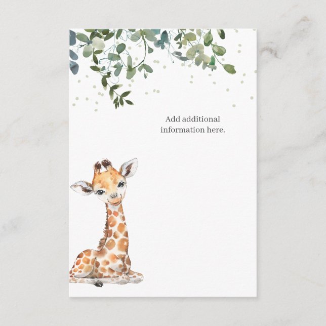 Giraffe Eucalyptus Baby Shower Begleitkarte (Vorderseite)