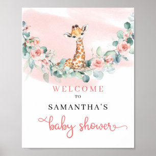Giraffe Eucalyptus girl Baby Dusche Begrüßungszeic Poster