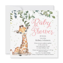 Giraffe Eucalyptus Greenery Pink Baby Shower