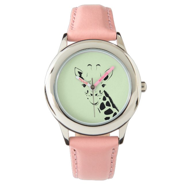 Giraffe Face Silhouette Armbanduhr (Vorderseite)