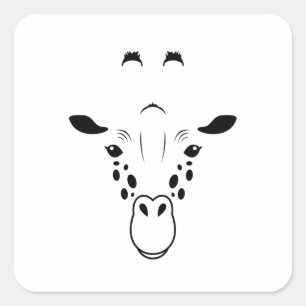 Giraffe Face Silhouette Quadratischer Aufkleber