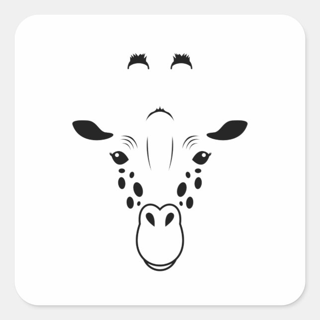 Giraffe Face Silhouette Quadratischer Aufkleber (Vorderseite)