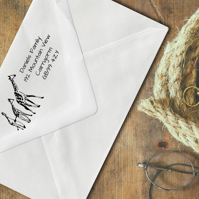 Giraffe Familienadresse Selbstfarbige Briefmarke Permastempel (Von Creator hochgeladen)
