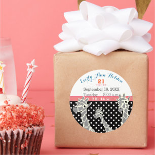 Giraffe Family Baby Girl Geburtstagsaufzeichnungen Runder Aufkleber