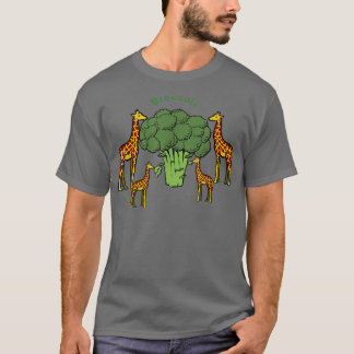 Giraffe Family Eating Broccoli Tree  T-Shirt
