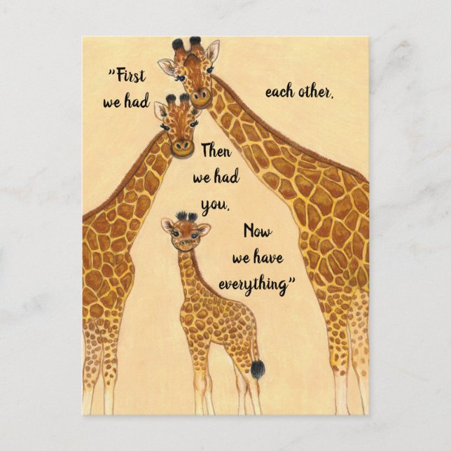 Giraffe Family~first hatte sich gegenseitig, jetzt Postkarte (Vorderseite)