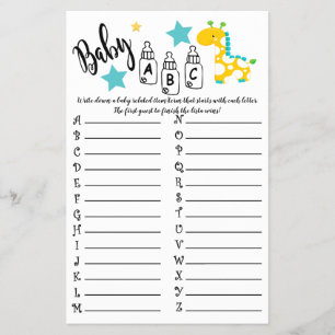 GIRAFFE FARBBIGE ABC BABY DUSCHKARTE FLYER