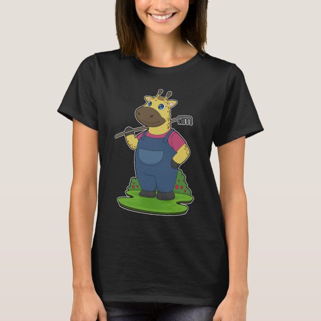Giraffe Farmer Rake Farm T-Shirt (Vorderseite)