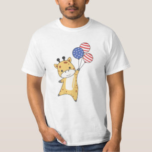 Giraffe Flies Balloons Usa Oove Niedlicher Tiere Z T-Shirt