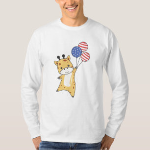 Giraffe Flies Balloons Usa Oove Niedlicher Tiere Z T-Shirt