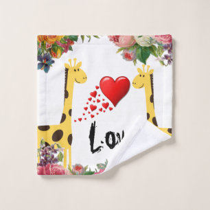 Giraffe Floral Liebe Badezimmer Handtuch Sets