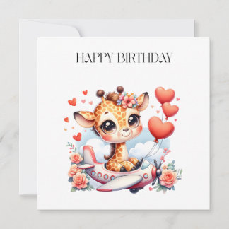 Giraffe Flugzeug Geburtstag Einladung