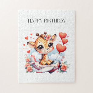 Giraffe Flugzeug Geburtstag Puzzle