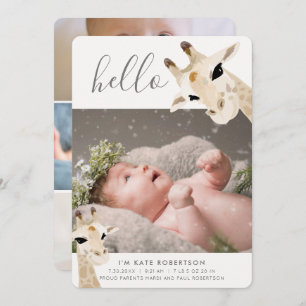 Giraffe Foto Collage Geburtserklärung Einladung