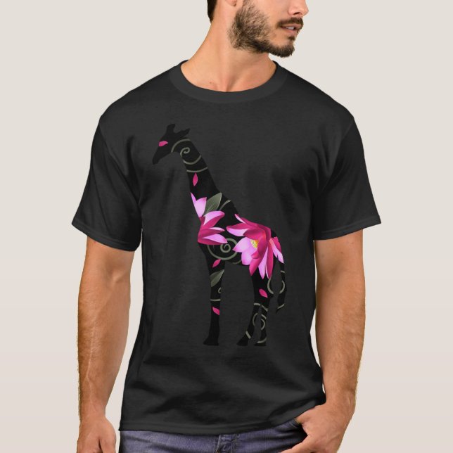 Giraffe Frau mit Blume Essenzieller T - Shirt (Vorderseite)