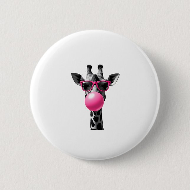Giraffe Frauen Giraffe Gesicht mit Sonnenbrille Wi Button (Vorderseite)
