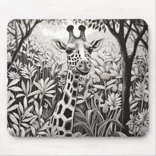 Giraffe Friedlich Nature Prairie Sketch Zeichnend  Mousepad