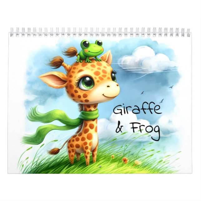 Giraffe & Frog Kinder-Wasserfarbe Illustriert Kalender (Titelbild)