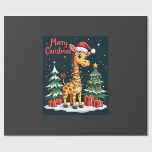 Giraffe Frohe Weihnachten Baum Beleuchtung Santa G Geschenkpapier