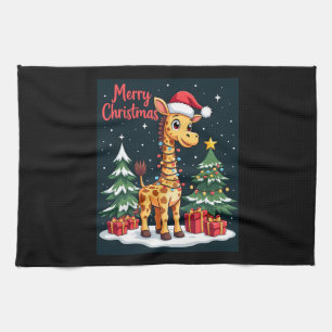 Giraffe Frohe Weihnachten Baum Beleuchtung Santa G Geschirrtuch