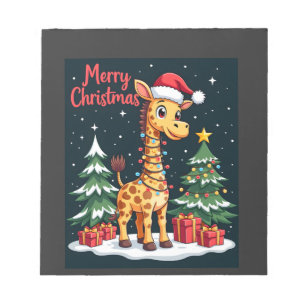 Giraffe Frohe Weihnachten Baum Beleuchtung Santa G Notizblock