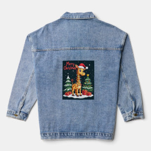 Giraffe Frohe Weihnachten Baumbeleuchtung Santa Gi Jeansjacke