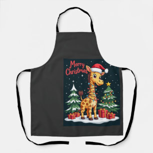 Giraffe Frohe Weihnachten Baumbeleuchtung Weihnach Schürze