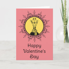 Giraffe Funny Green Valentine's Day Holiday Card Feiertagskarte