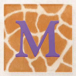 Giraffe Fur Animal Print Dark Lila Mit Monogramm Glasuntersetzer
