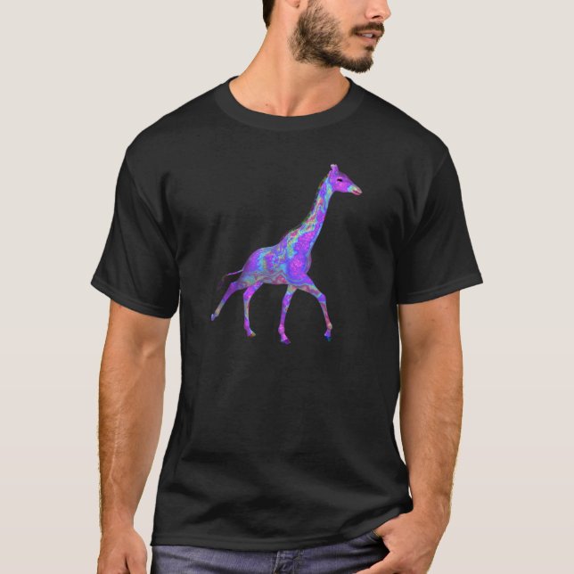 Giraffe für lila flüssige Farben T-Shirt (Vorderseite)