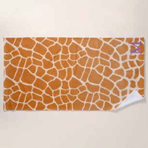 Giraffe für realistische Tierdrucken Lila Monogram Strandtuch