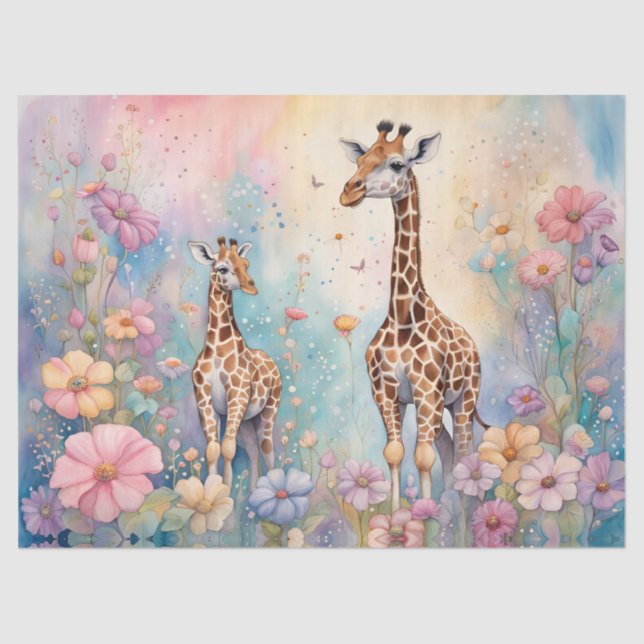 Giraffe Garden Pastel Seidenpapier (Vorderseite)