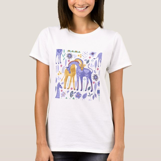 Giraffe Garden Pattern T-Shirt (Vorderseite)