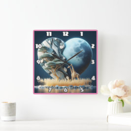 Giraffe Gazas in der MondSavanne in Afrika Quadratische Wanduhr