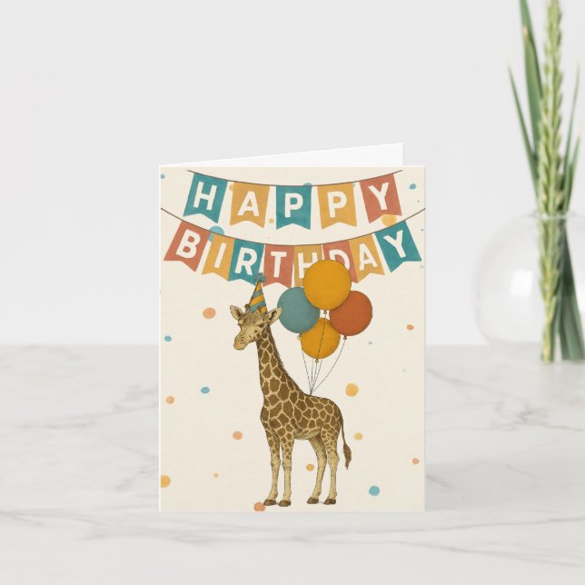 Giraffe Geburtskarte - Niedliches Party Tier Karte (Vorderseite)