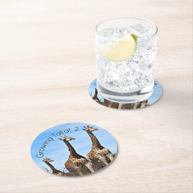 Giraffe Geburtstag Wildlife Runder Pappuntersetzer (Vor Ort)