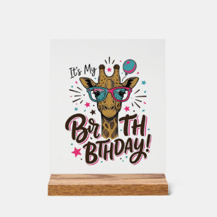 Giraffe-Geburtstags-Shirt mit Vintage-Gravur_1 Acrylschild